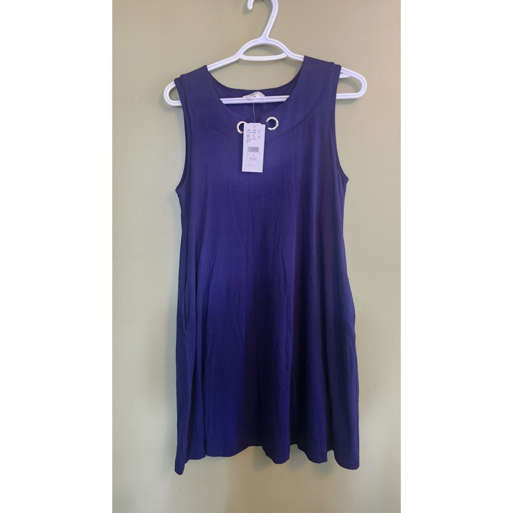 Laura Petites Navy Blue Sleeveless Shift Dress With Pockets Size Small